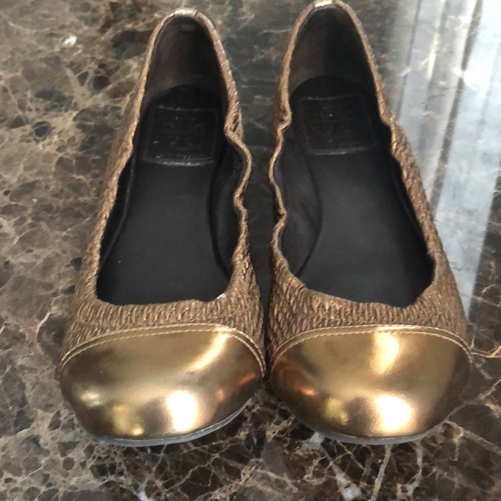 Tory Burch Gold Flats